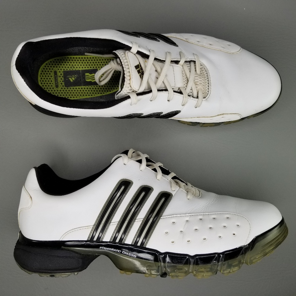 adidas Powerband Leather Soft Spike Golf Shoes 11 - Picture 1 of 8